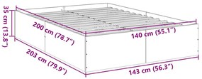 Πλαίσιο Κρεβατιού Μαύρο 140x200 εκ. Επεξεργ. Ξύλο - Μαύρο