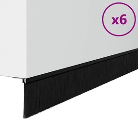 vidaXL Σφραγίδες πόρτας με βούρτσες που προσαρτώνται 6 pcs Μαύρο