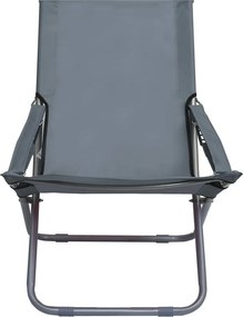 vidaXL Καρέκλες Παραλίας Πτυσσόμενες 2 τεμ. Γκρι Υφασμάτινες