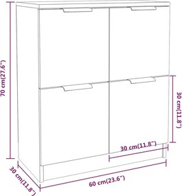vidaXL Ντουλάπια 2 τεμ. Sonoma Δρυς 60x30x70 εκ. Επεξεργασμένο Ξύλο