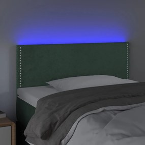Κεφαλάρι Κρεβατιού LED Σκούρο Πράσινο 100x5x78/88 εκ. Βελούδινο 3121517