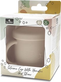 SILICONE CUP WITH HANDLES+STRAW NATURAL BEIGE