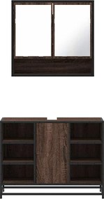 vidaXL Σετ Επίπλων Μπάνιου 2 Τεμαχίων Καφέ Δρυς από Τεχν. Ξύλο