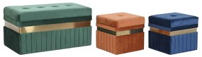 Σκαμπό DKD Home Decor Μπλε Πράσινο Πορτοκαλί Χρυσό Ξύλο MDF 93 x 47 x 45 cm (3 Μονάδες)