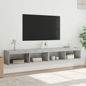 vidaXL Έπιπλα Τηλεόρασης με LED 2 τεμ. Γκρι Σκυροδέματος 100x30x30 εκ.