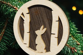 Σετ των 3 Intra απο ξύλο plywood Χρώμα wenge 3mm-4mm πάχος - Παιχνίδι χριστουγεννιάτικου δέντρου με πρότυπο κουνελιών Δίασταση 2x2 cm INTRAFABR-104163714