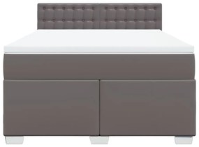 vidaXL Κρεβάτι Boxspring με Στρώμα Γκρι 160x200εκ. από Συνθετικό Δέρμα