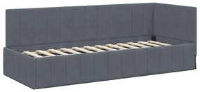 vidaXL Κρεβάτι Γωνίας με στρώμα Σκούρο γκρι 80 x 200 cm Βελούδο