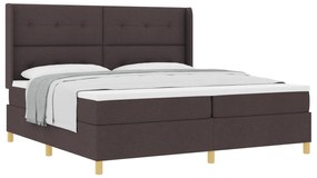 vidaXL Κρεβάτι με Στρώμα Σπαστό Σκούρο Καφέ 200x200 εκ. Υφάσματος