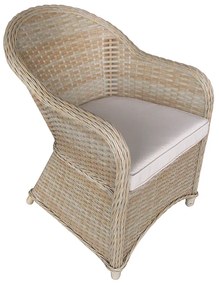 Πολυθρόνα κήπου Hadrian pakoworld rattan καφέ- textilene μπεζ 57x70x85εκ