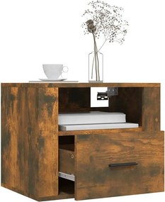 vidaXL Κομοδίνο Επιτοίχιο Καπνιστή Δρυς 50x36x40 εκ.