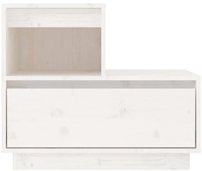 vidaXL Κομοδίνο Λευκό 60 x 34 x 51 εκ. από Μασίφ Ξύλο Πεύκου