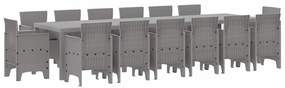 vidaXL Σέτ φαγητού για κήπο 15 pcs Ανοιχτό γκρι Rattan Polt