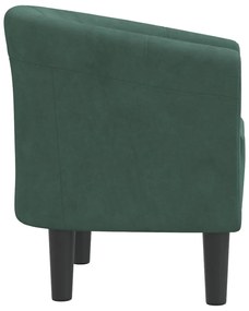 vidaXL Πολυθρόνα Μπάρελ Σκούρο Πράσινο Βελούδινη