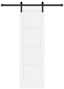 vidaXL Συρόμενη Πόρτα με Σετ Εξαρτημάτων Λευκή 61x198.5 cm Στερεό Ξύλο Πεύκου