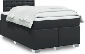 vidaXL Κρεβάτι Boxspring με Στρώμα Μαύρο 120 x 200 εκ. Συνθετικό Δέρμα