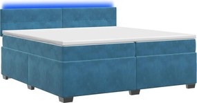 vidaXL Κρεβάτι Box Spring με Στρώμα και LED Μπλε 200 x 200 cm Βελούδο