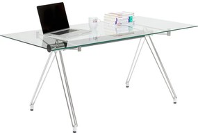 Γραφείο Γυάλινο Officia Μεταλλικό 160x80x71εκ - Ασημί