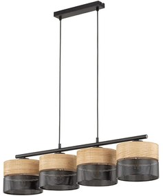 Φωτιστικό Οροφής - Ράγα Nicol 4802 94x20x95cm 4xE27 15W Natural-Black TK Lighting