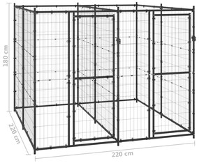 vidaXL Κλουβί Σκύλου Εξωτερικού Χώρου 4,84 μ² από Ατσάλι