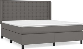 vidaXL Κρεβάτι Boxspring με Στρώμα Γκρι 180x200 εκ. Συνθετικό Δέρμα