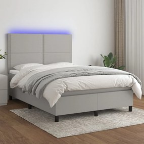 Κρεβάτι Boxspring με Στρώμα & LED Αν.Γκρι 140x190εκ. Υφασμάτινο