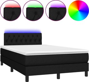 vidaXL Κρεβάτι Boxspring με Στρώμα &amp; LED Μαύρο 120x200 εκ. Υφασμάτινο