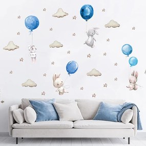 Παιδικά Αυτοκόλλητα Τοίχου Sipo Bunny Balloons Blue SIP-WS63027