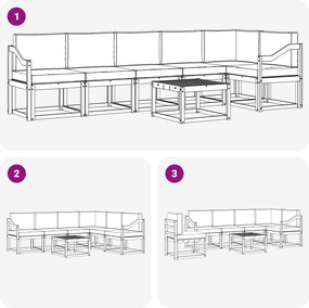 vidaXL Σειρά Καναπέ Εξωτερικού 7 pcs Λευκό και Κρεμ Πολυεστέρας