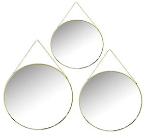 Καθρέπτης Τοίχου Στρογγυλός Cora (Σετ 3Τμχ) 1360179 Gold Mirrors &amp; More Μέταλλο