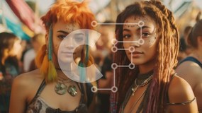 Intra Συλλεκτικό Ξύλινο Παζλ Plywood 4mm - Πολύχρωμες γυναίκες σε ένα μουσικό φεστιβάλ Σε Ξύλινο Κουτί - Διαστάσεις Puzzle: 10x10 cm – 25 κομμάτια