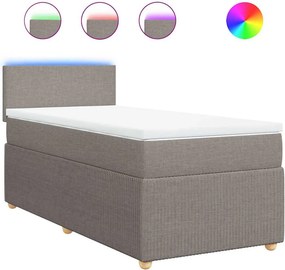 vidaXL Κρεβάτι Boxspring με Στρώμα Taupe 100 x 200 εκ. Υφασμάτινο