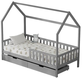 ΚΡΕΒΑΤΙ ΠΑΙΔΙΚΟ ΜΕ ΣΥΡΤΑΡΙΑ PHYLLIS HM724.05 τ.MONTESSORI ΓΚΡΙ 196x97x161Υεκ.