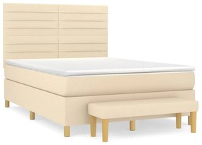 Κρεβάτι Boxspring με Στρώμα Κρεμ 140x200 εκ. Υφασμάτινο - Κρεμ