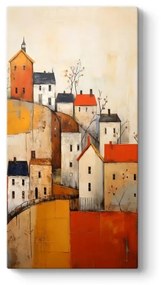Πίνακας σε καμβά Houses on the Hill Megapap ψηφιακής εκτύπωσης 50x100x3εκ.