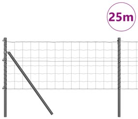 vidaXL ευρωπαϊκή περίφραξη με 13 στήλες 0.6x25 μ γαλβανισμένου χάλυβα γκρι