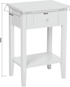 Κομοδίνο Με Συρτάρι & Ράφι (45x30x67) A-S Charme White 102215B