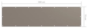 vidaXL Διαχωριστικό Βεράντας Taupe 75 x 300 εκ. Ύφασμα Oxford