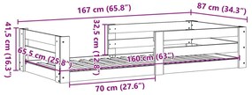 Σκελετός Κρεβ. Χωρίς Στρώμα Καφέ Κεριού 80x190 εκ Μασίφ Πεύκο - Καφέ