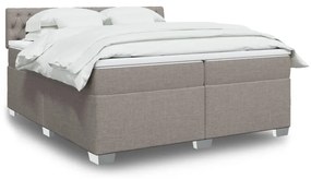 Κρεβάτι Boxspring με Στρώμα Taupe 200x200 εκ. Υφασμάτινο - Μπεζ-Γκρι