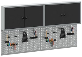 vidaXL Σετ Εργαλείων 6 Τεμαχίων από Μάυρο Μεταλλικό Ντουλάπι και Πίνακα