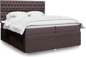 vidaXL Κρεβάτι Boxspring με Στρώμα Σκούρο Καφέ 200x200 εκ. Υφασμάτινο