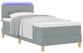 vidaXL Κρεβάτι με ελατήρια με στρώμα Ανοιχτό γκρι 80 x 200 cm ύφασμα