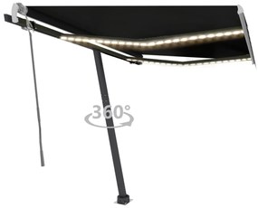vidaXL Τέντα Συρόμενη Χειροκίνητη με LED Ανθρακί 350 x 250 εκ.