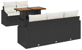 vidaXL Σετ Καναπέ Κήπου με αποθήκευση 6 pcs Μαύρο Πολυ ράταν