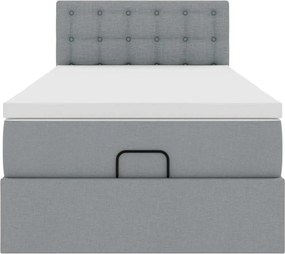 vidaXL Οθωμανικό κρεβάτι με στρώμα ανοιχτό γκρι 100x200cm ύφασμα