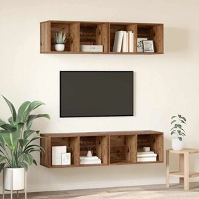 vidaXL Τηλεοπτική Κάβα Τοίχου 4 pcs Παλιό ξύλο 37 x 37 x 72 εκ
