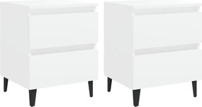 vidaXL Κομοδίνα 2 τεμ. Λευκά 40 x 35 x 50 εκ. από Επεξ. Ξύλο