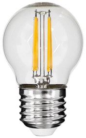 GloboStar 99005 Λάμπα LED Long Filament E27 G45 Γλομπάκι 5W 500lm 360° AC 220-240V IP20 Φ4.5 x Υ7.5cm Θερμό Λευκό 2700K με Διάφανο Γυαλί - Dimmable - 3 Years Warranty - 99005