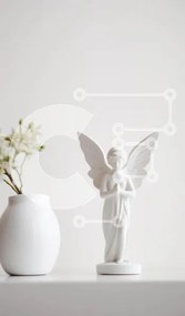 Intra Συλλεκτικό Ξύλινο Παζλ Plywood 4mm - Άγαλμα Λευκού Αγγέλου με βάζο και φυτά σε γλάστρες Σε Ξύλινο Κουτί - Διαστάσεις Puzzle: 10x10 cm – 25 κομμάτια
